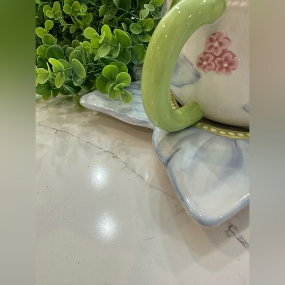 🎄Bella Casa by Ganz large tea cup set flower  blue cup and saucer ceramic - Picture 3 of 8